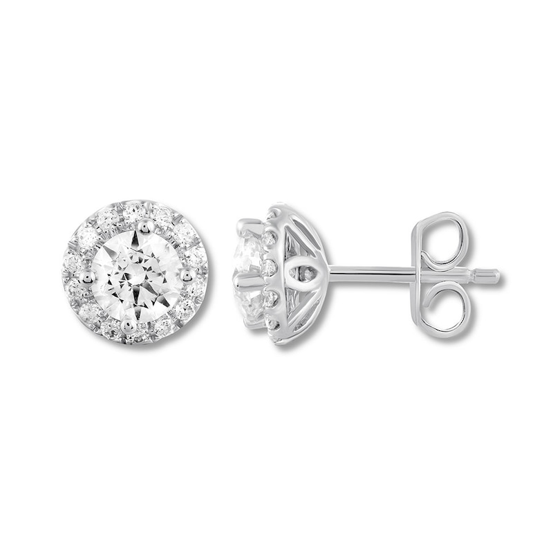Main Image 1 of THE LEO Diamond Earrings 1-1/2 ct tw Round-cut 14K White Gold