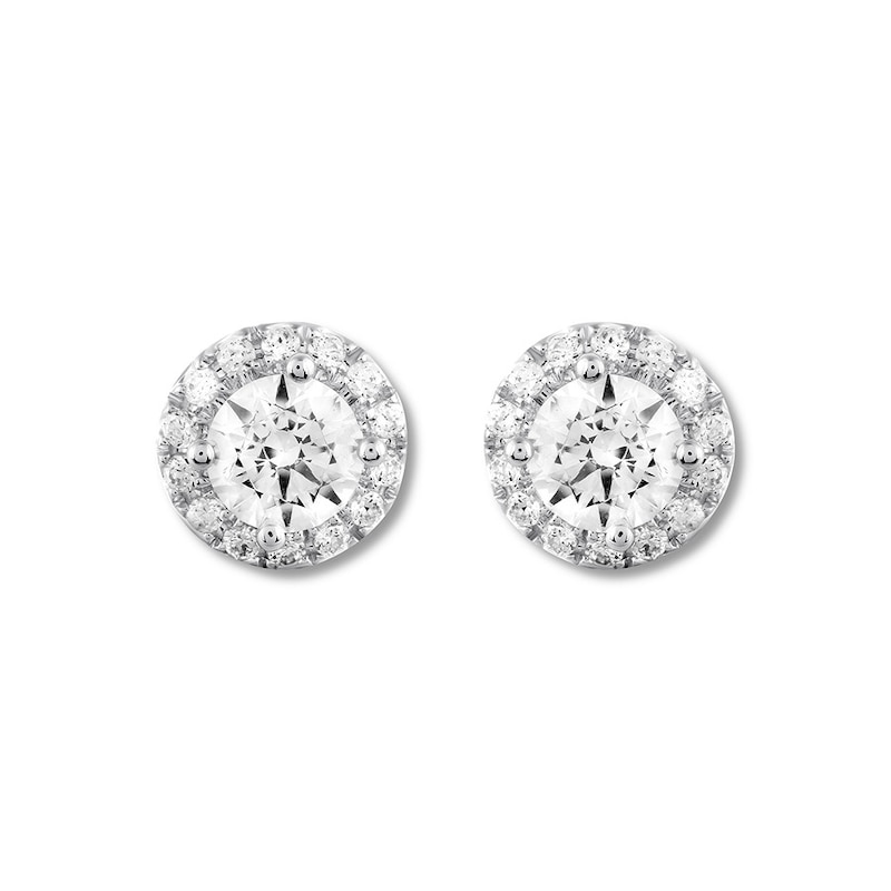 THE LEO Diamond Earrings 1-1/2 ct tw Round-cut 14K White Gold