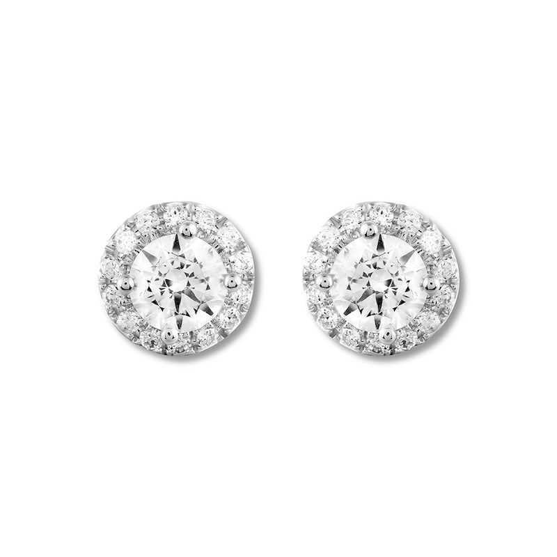 Main Image 2 of THE LEO Diamond Earrings 1-1/2 ct tw Round-cut 14K White Gold