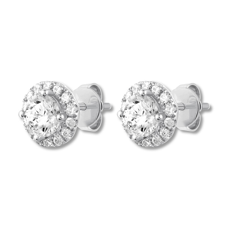 THE LEO Diamond Earrings 1-1/2 ct tw Round-cut 14K White Gold