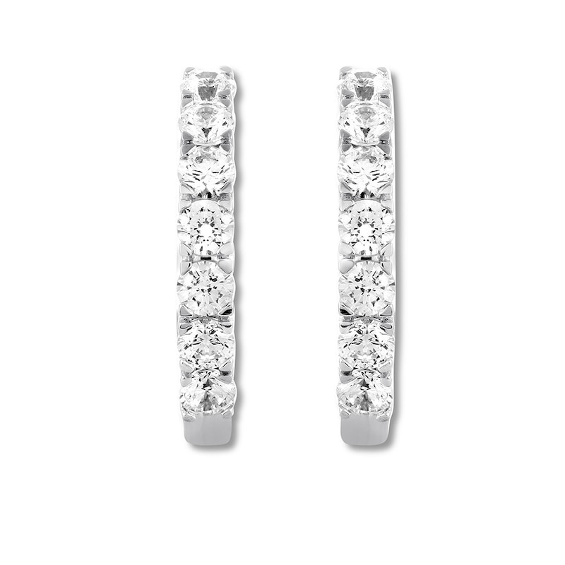 THE LEO Diamond Hoop Earrings 1-1/2 ct tw Round-cut 14K White Gold