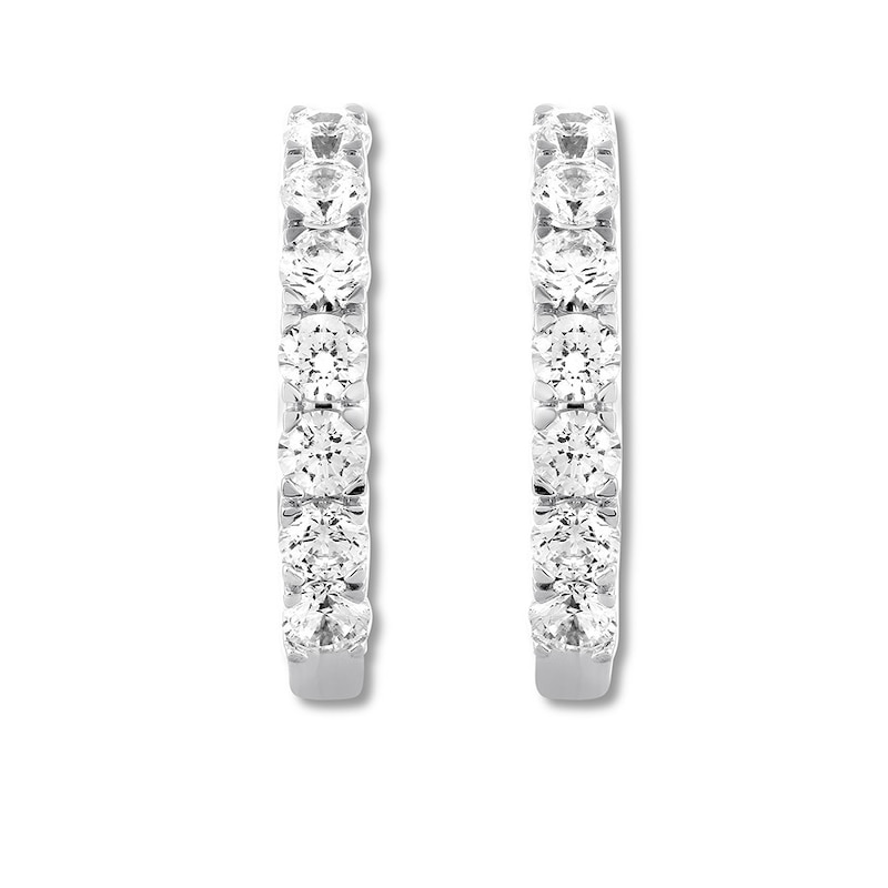 Main Image 2 of THE LEO Diamond Hoop Earrings 1-1/2 ct tw Round-cut 14K White Gold