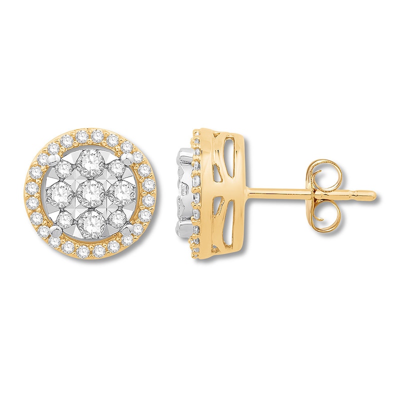 Main Image 1 of Diamond Stud Earrings 1/2 cttw 10K Two-Tone Gold
