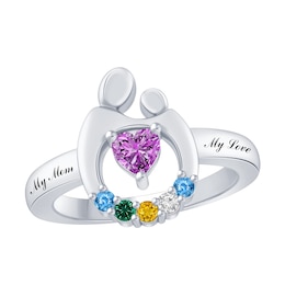 Family Color Stone Mother and Child Ring