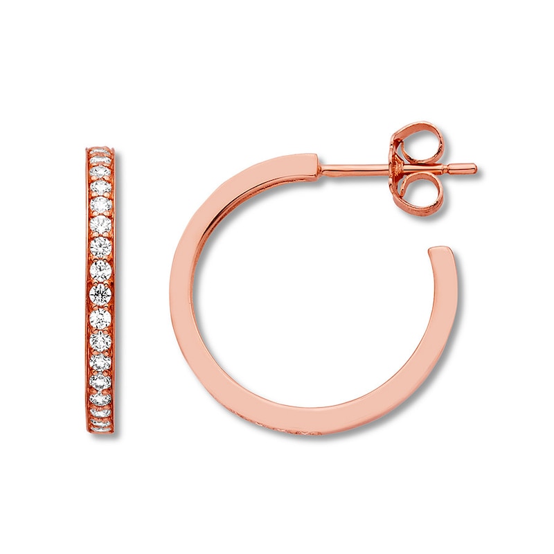 Main Image 1 of Diamond Hoop Earrings 1/2 ct tw Round-cut 10K Rose Gold