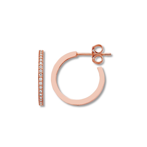 Diamond Hoop Earrings 1/4 ct tw Round-cut 10K Rose Gold