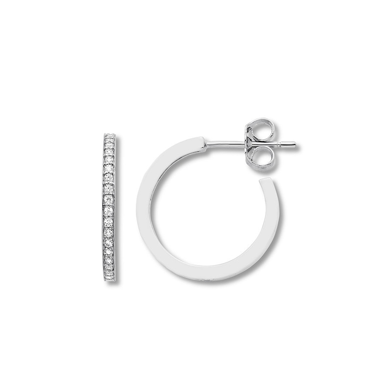 Diamond Hoop Earrings 1/4 ct tw Round-cut 10K White Gold