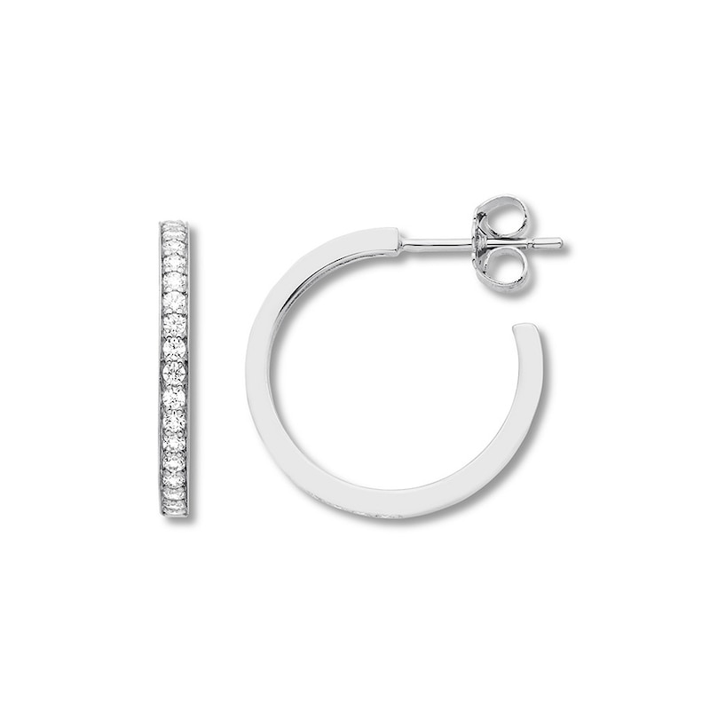 Diamond Hoop Earrings 1/2 ct tw Round-cut 10K White Gold