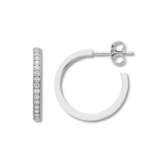 Diamond Hoop Earrings 3/4 ct tw Round-cut 14K White Gold