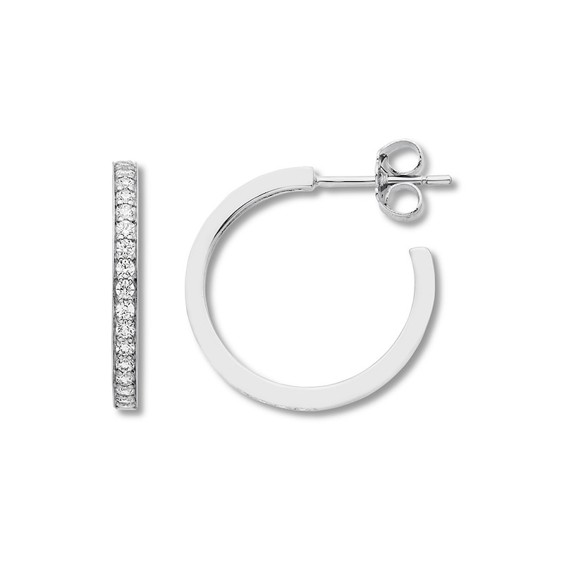 Diamond Hoop Earrings 3/4 ct tw Round-cut 14K White Gold