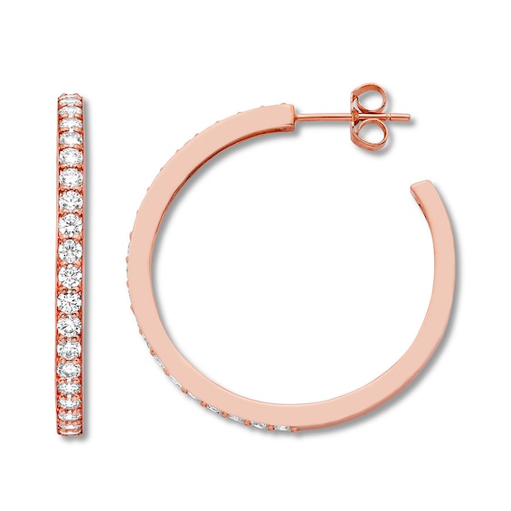 Diamond Hoop Earrings 1-1/2 ct tw Round-cut 14K Rose Gold