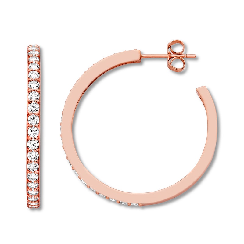 Diamond Hoop Earrings 1-1/2 ct tw Round-cut 14K Rose Gold