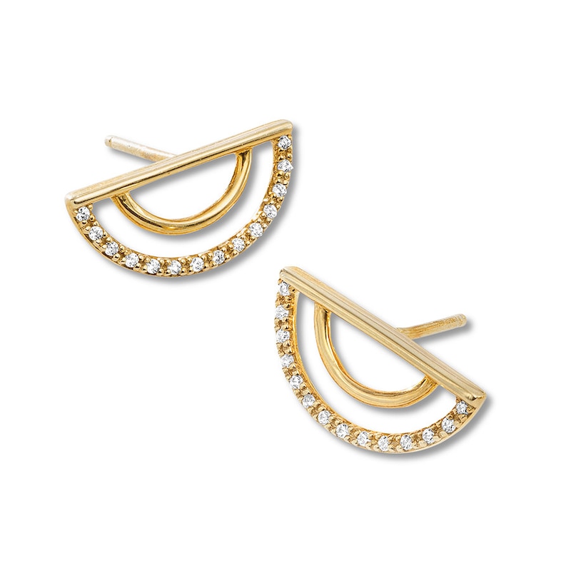 Diamond Geometric Earrings 1/10 ct tw 10K Yellow Gold with 360