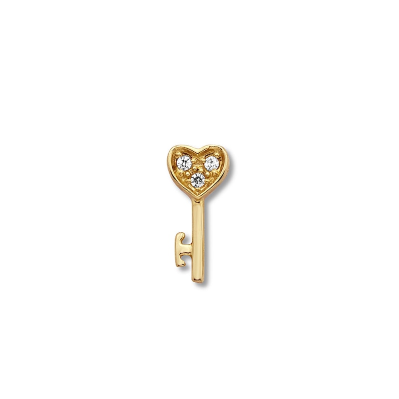 Main Image 1 of Key Single Earring Diamond Accents 10K Yellow Gold