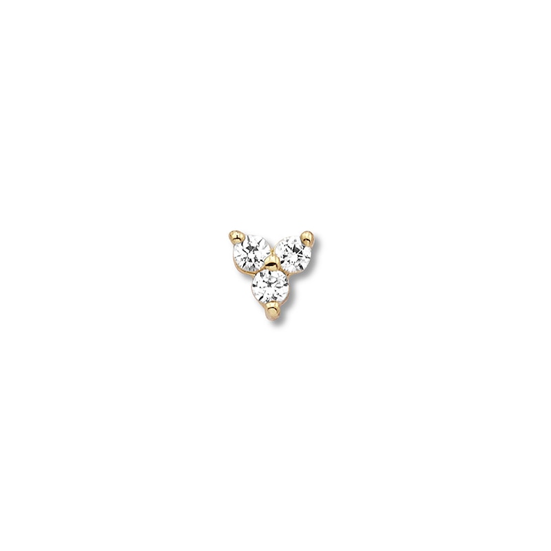Main Image 1 of Triangle Single Earring with Diamond Accents 10K Yellow Gold