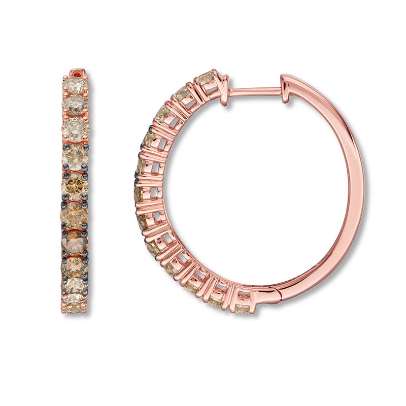 Main Image 1 of Le Vian Ombre Hoop Earrings 2 cttw Diamonds 14K Strawberry Gold
