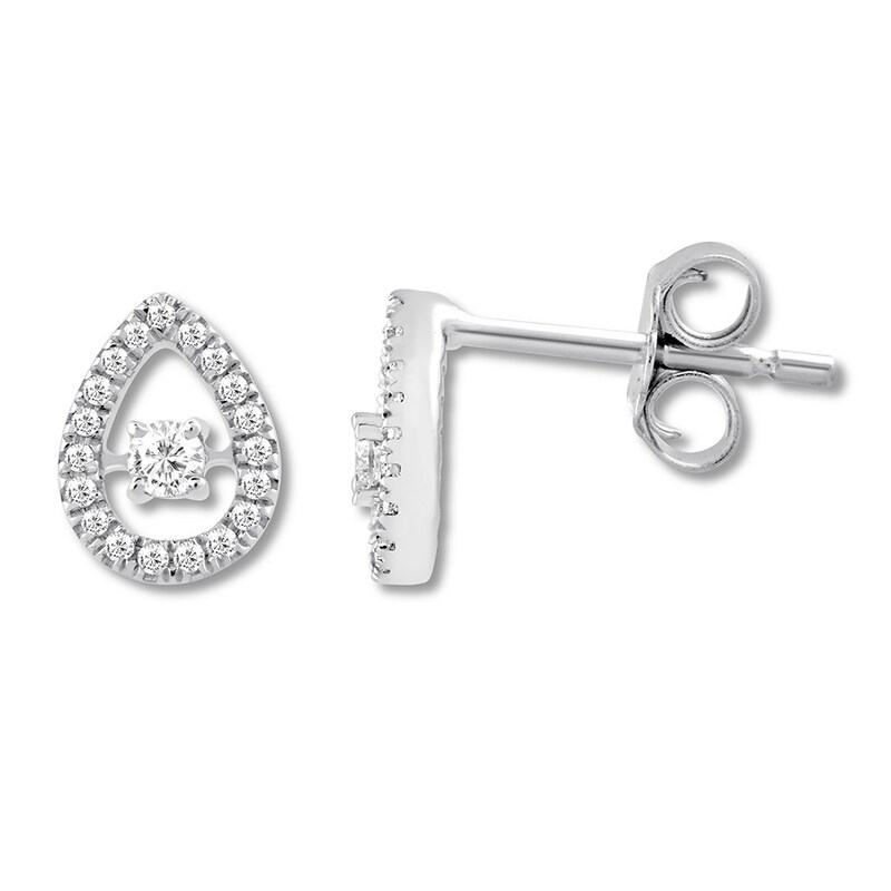 Petite Diamond Earrings 1/8 ct tw Round-cut 10K White Gold