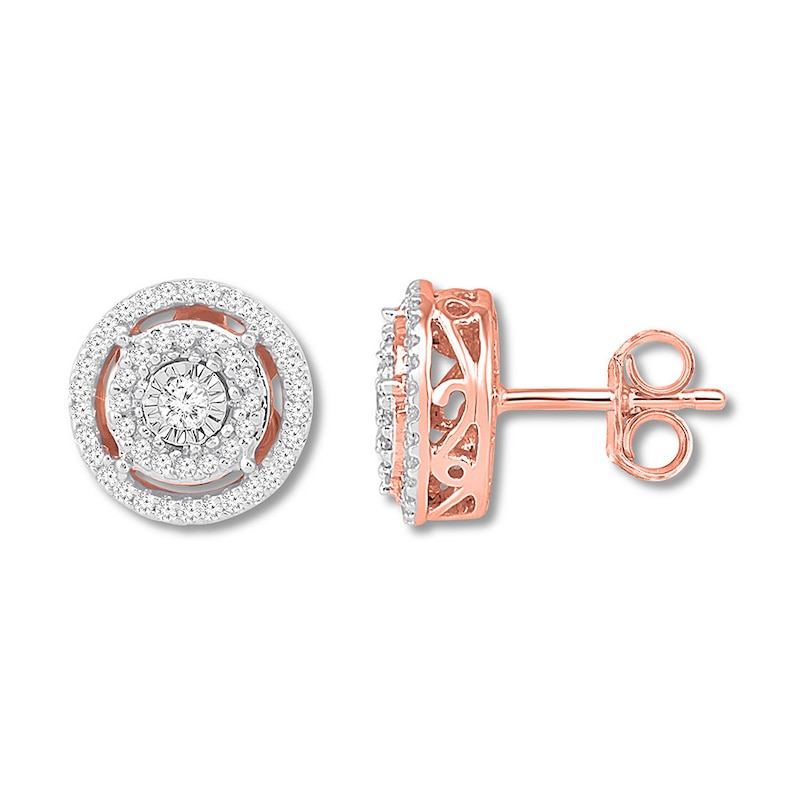 Main Image 1 of Diamond Circle Earrings 1/4 Carat tw 10K Rose Gold