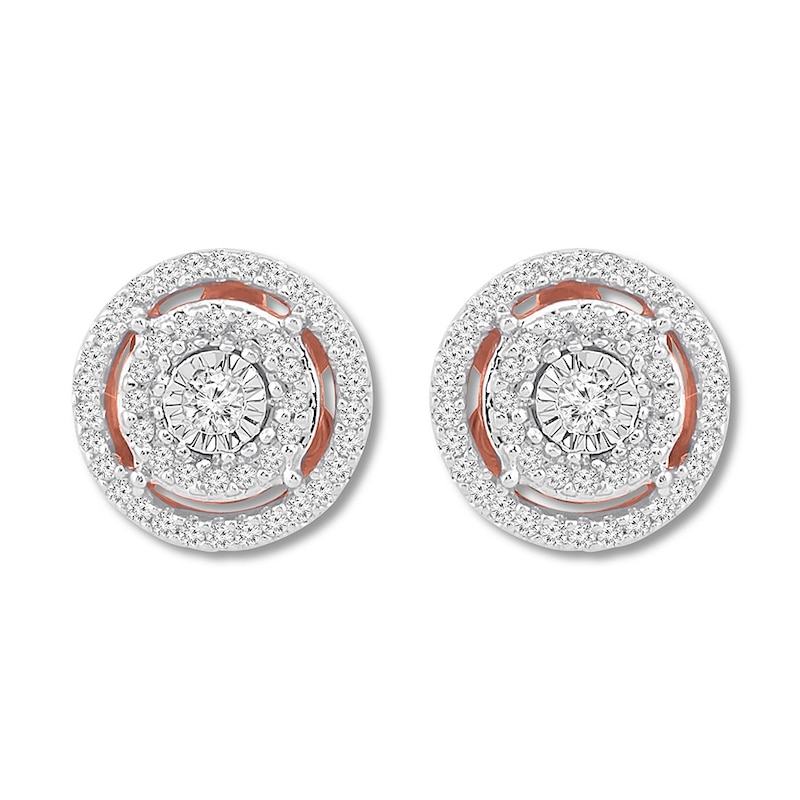 Main Image 2 of Diamond Circle Earrings 1/4 Carat tw 10K Rose Gold