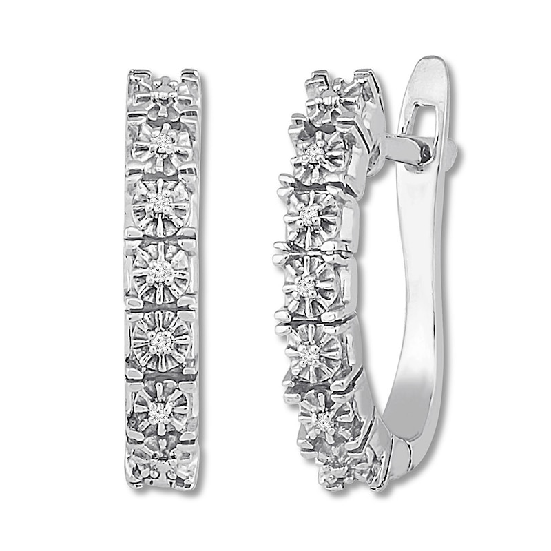 Main Image 1 of Diamond Hoop Earrings Sterling Silver