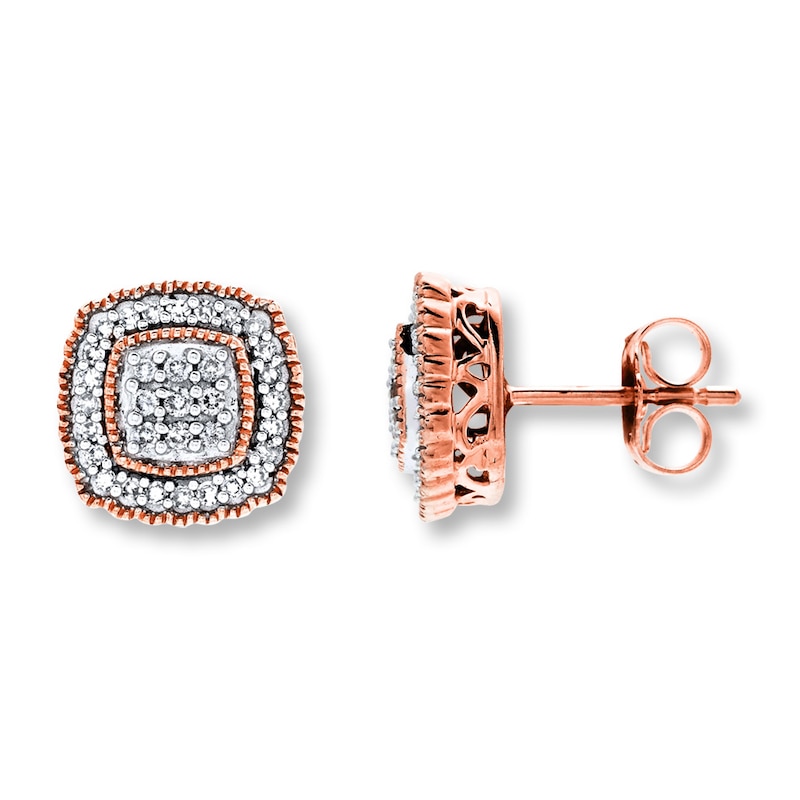 Diamond Earrings 1/4 Carat tw 10K Rose Gold