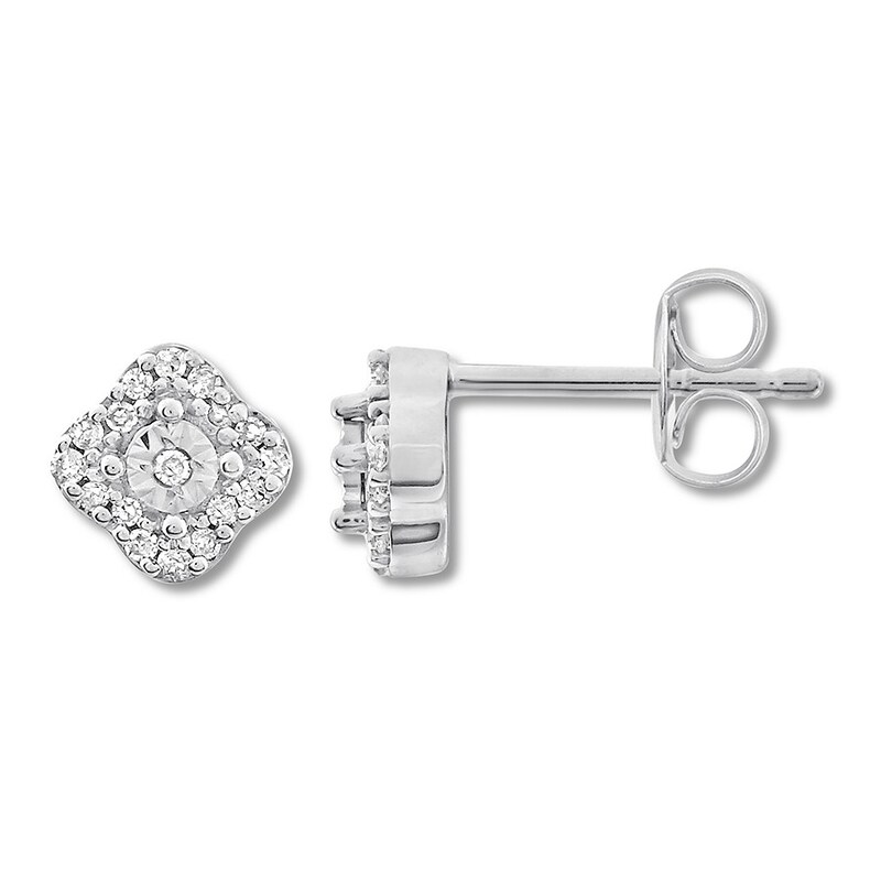 Main Image 1 of Diamond Earrings 1/15 ct tw Round-cut 10K White Gold