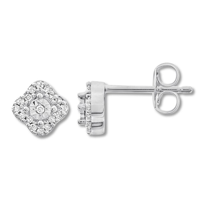 Diamond Earrings 1/15 ct tw Round-cut 10K White Gold