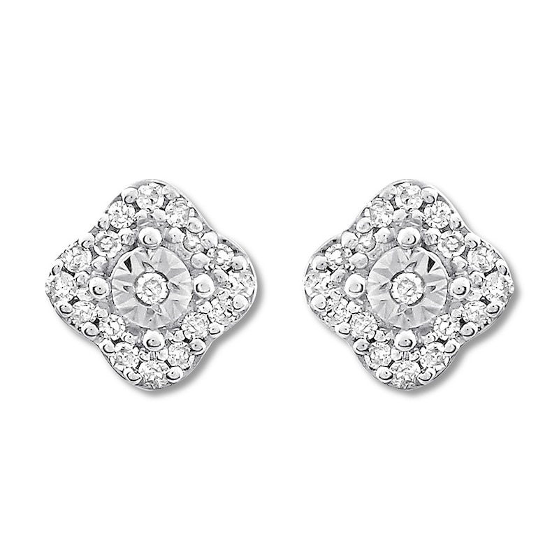 Diamond Earrings 1/15 ct tw Round-cut 10K White Gold