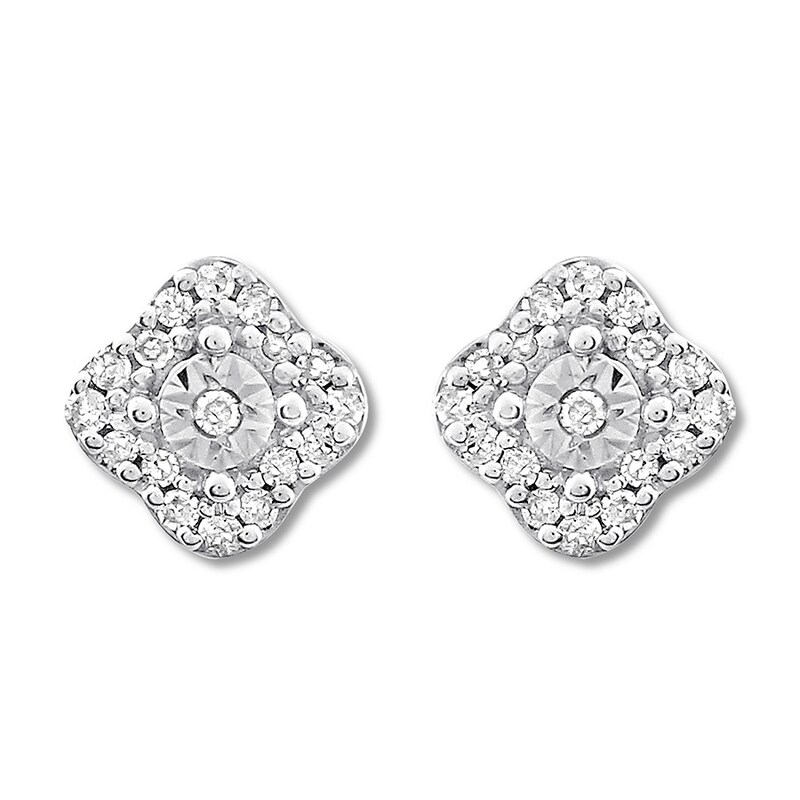 Main Image 2 of Diamond Earrings 1/15 ct tw Round-cut 10K White Gold