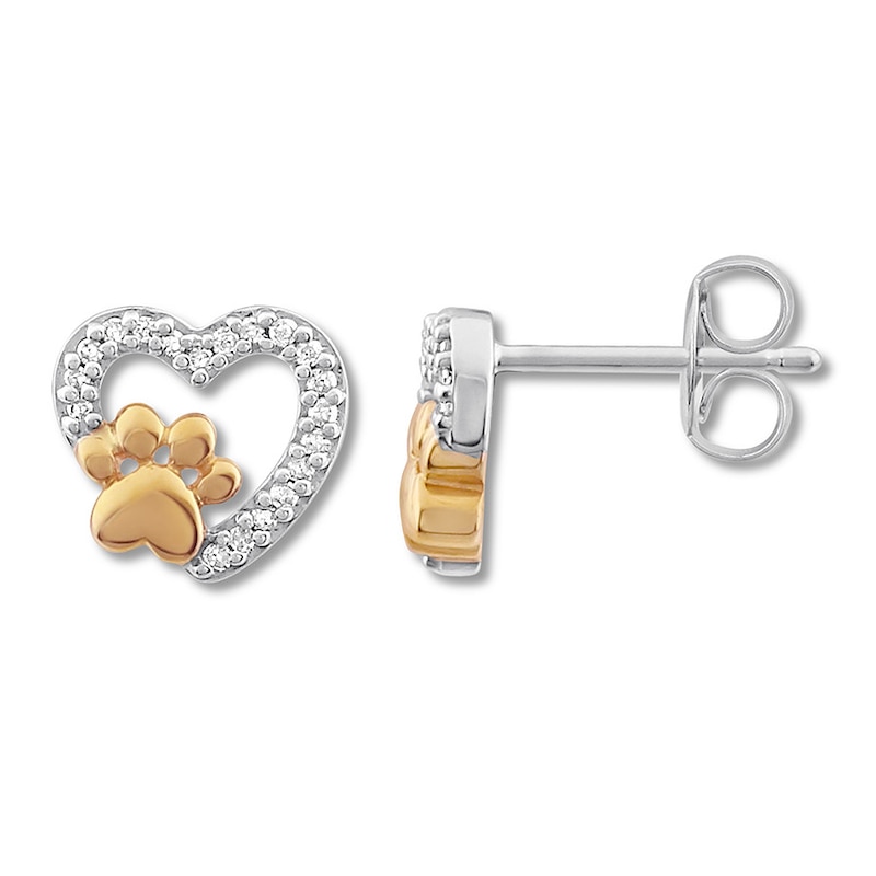 Diamond Pet Love Earrings 1/15 ct tw 10K Two-Tone Gold