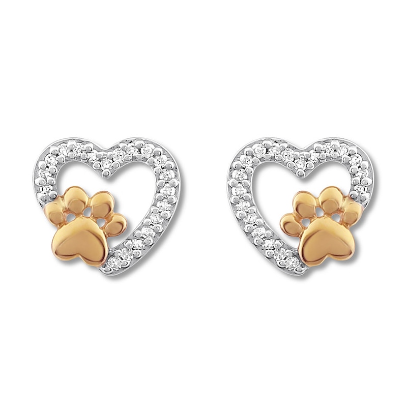 Diamond Pet Love Earrings 1/15 ct tw 10K Two-Tone Gold