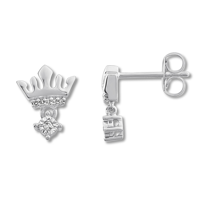 Main Image 1 of Diamond Crown Earrings Sterling Silver