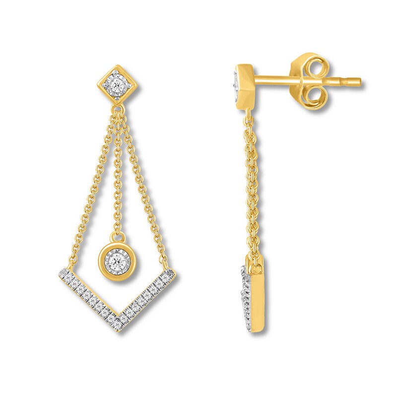 Diamond Drop Earrings 1/6 ct tw 10K Yellow Gold & Sterling Silver