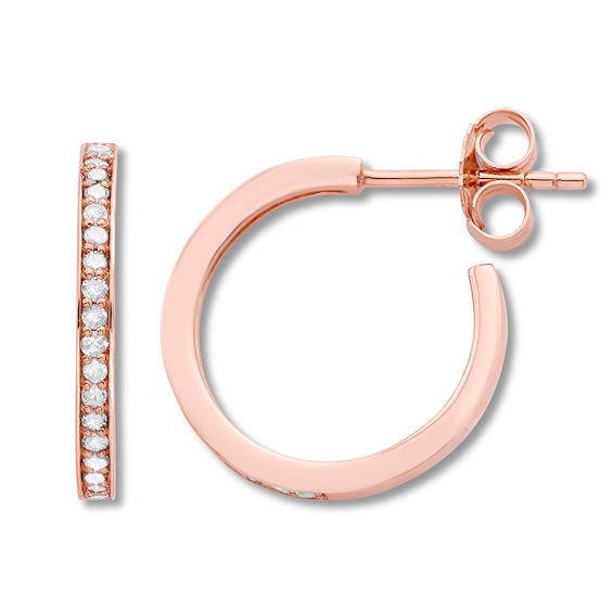 Diamond Hoop Earrings 3/4 ct tw Round-cut 14K Rose Gold