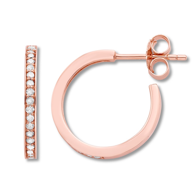 Main Image 1 of Diamond Hoop Earrings 3/4 ct tw Round-cut 14K Rose Gold