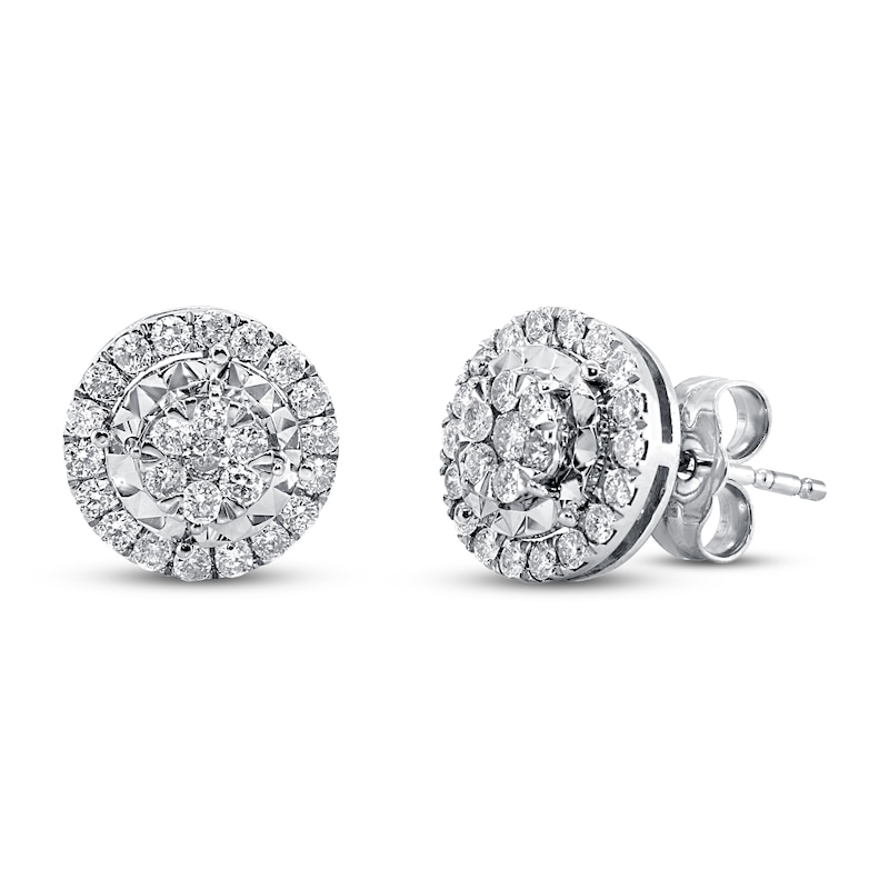 Main Image 1 of Diamond Earrings 1/2 ct tw Round-cut 10K White Gold