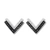 Black & White Diamond Chevron Earrings 1/6 ct tw Sterling Silver