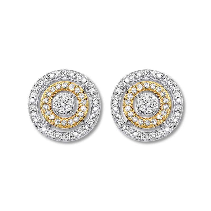 Diamond Circle Earrings 1/4 ct. tw Sterling Silver & 10K Yellow Gold