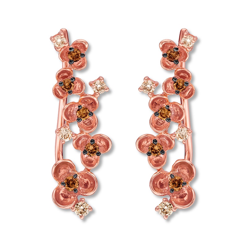 Main Image 1 of Le Vian Chocolate Diamond Earring Climbers 1/3 ct tw 14K Strawberry Gold