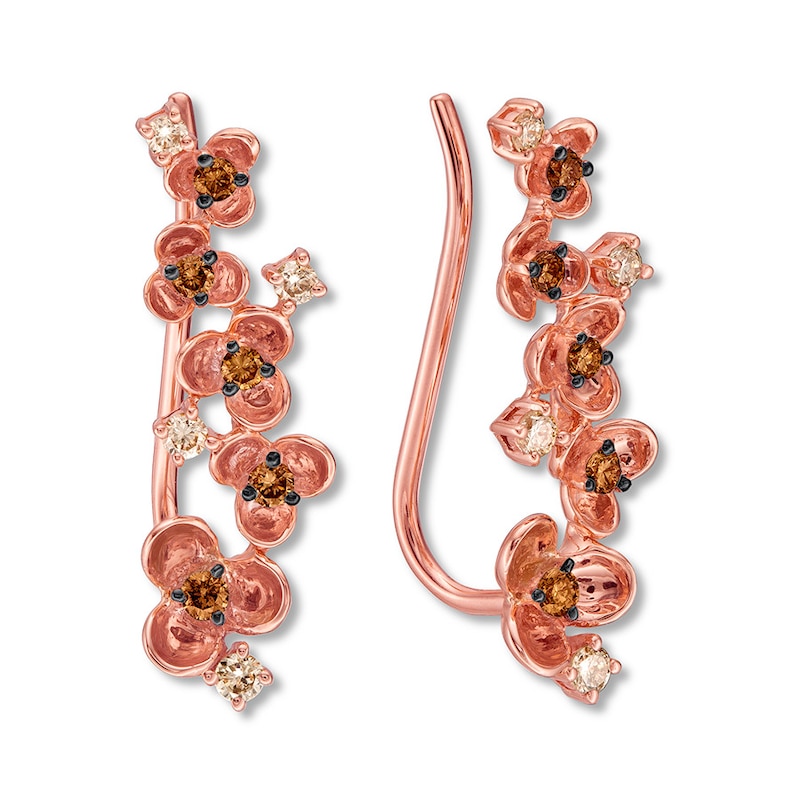 Main Image 2 of Le Vian Chocolate Diamond Earring Climbers 1/3 ct tw 14K Strawberry Gold