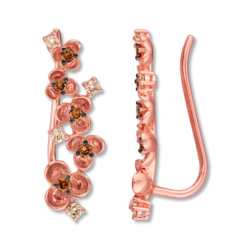 Main Image 3 of Le Vian Chocolate Diamond Earring Climbers 1/3 ct tw 14K Strawberry Gold