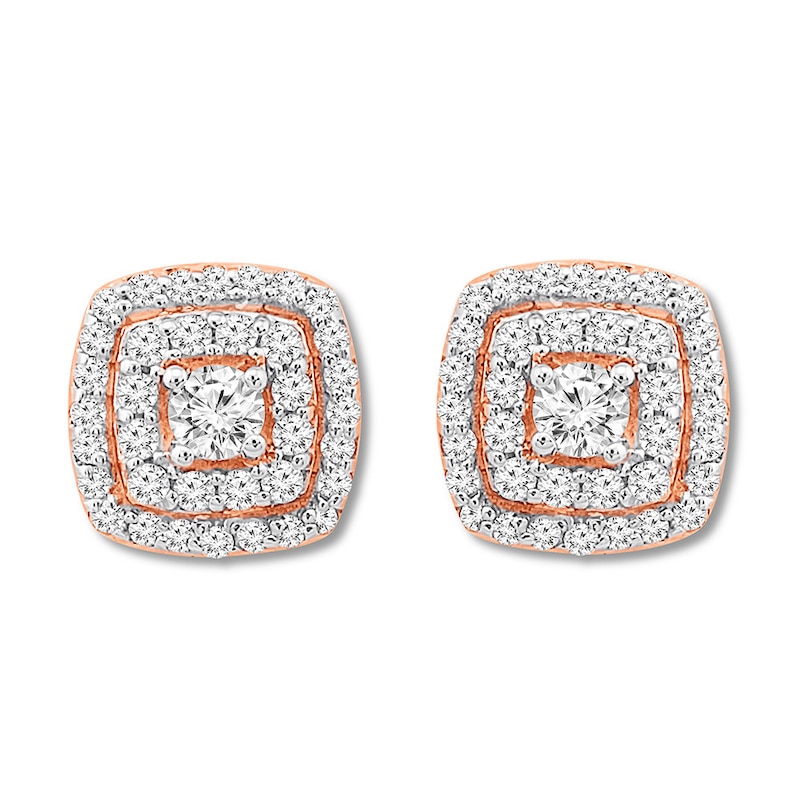 Main Image 1 of Diamond Earrings 1/3 ct tw Round-cut 10K Rose Gold