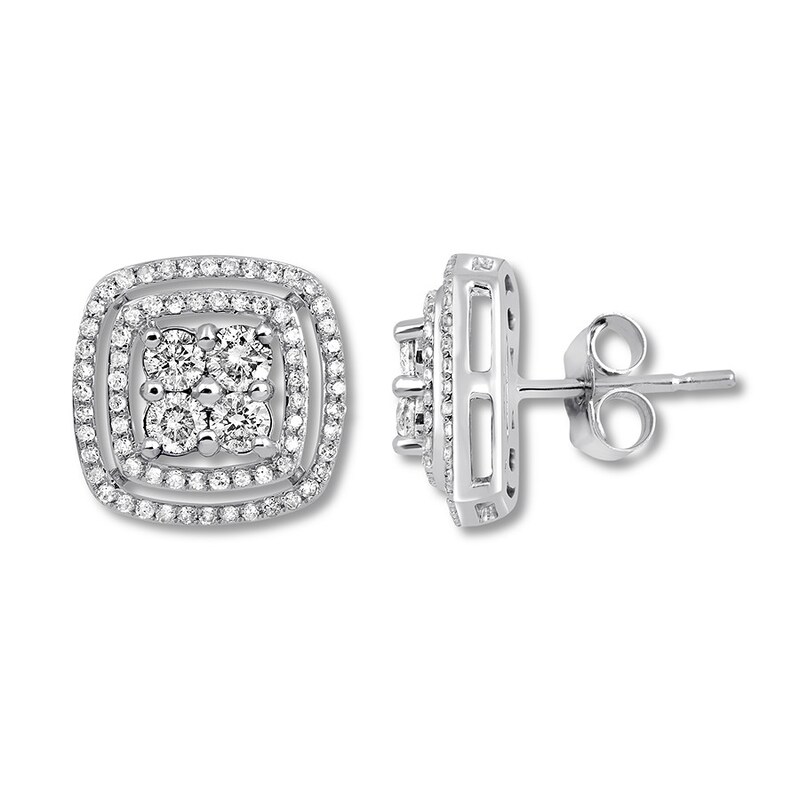 Diamond Earrings 1 ct tw Round-cut 10K White Gold