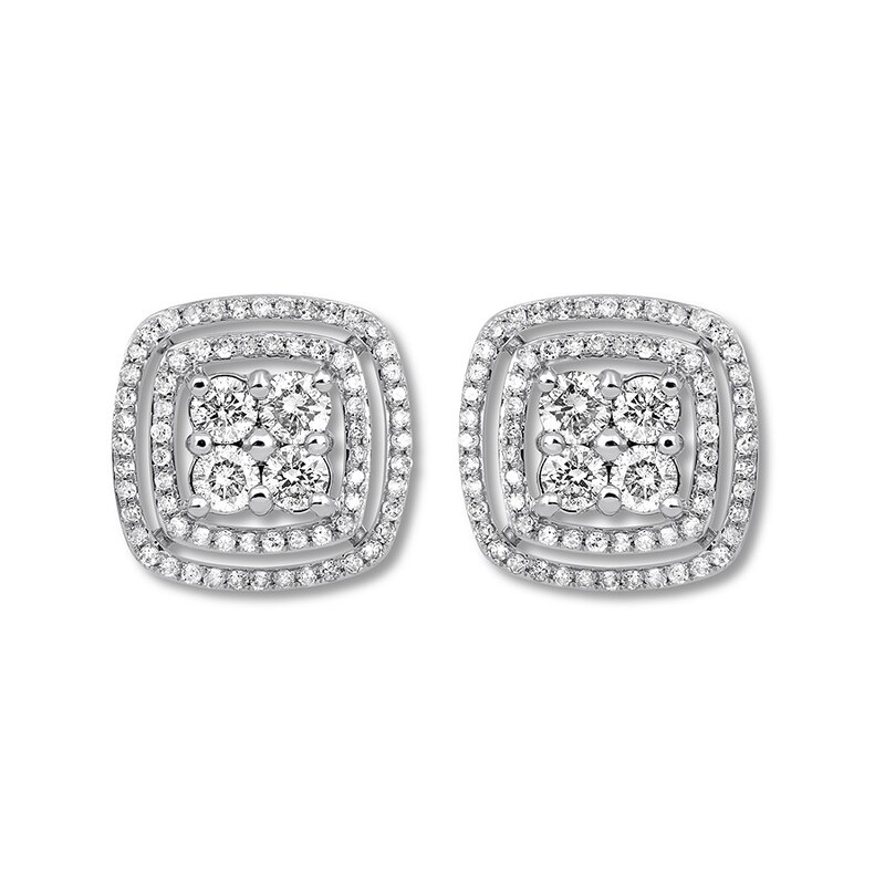 Diamond Earrings 1 ct tw Round-cut 10K White Gold