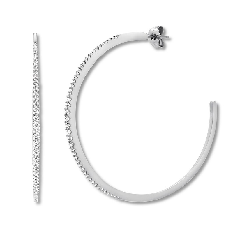 Diamond Hoop Earrings 1/2 ct tw Round-cut 10K White Gold