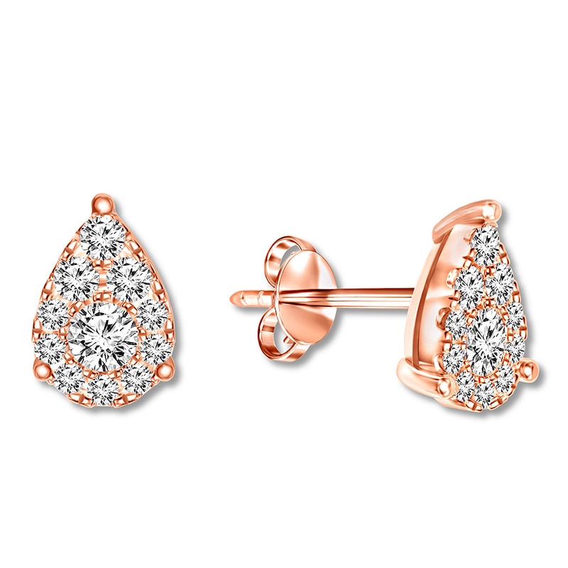 Diamond Teardrop Earrings 3/8 ct tw Round-cut 10K Rose Gold