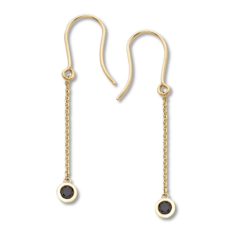 Black Diamond Drop Earrings 1/4 ct tw Round-cut 10K Yellow Gold | Kay