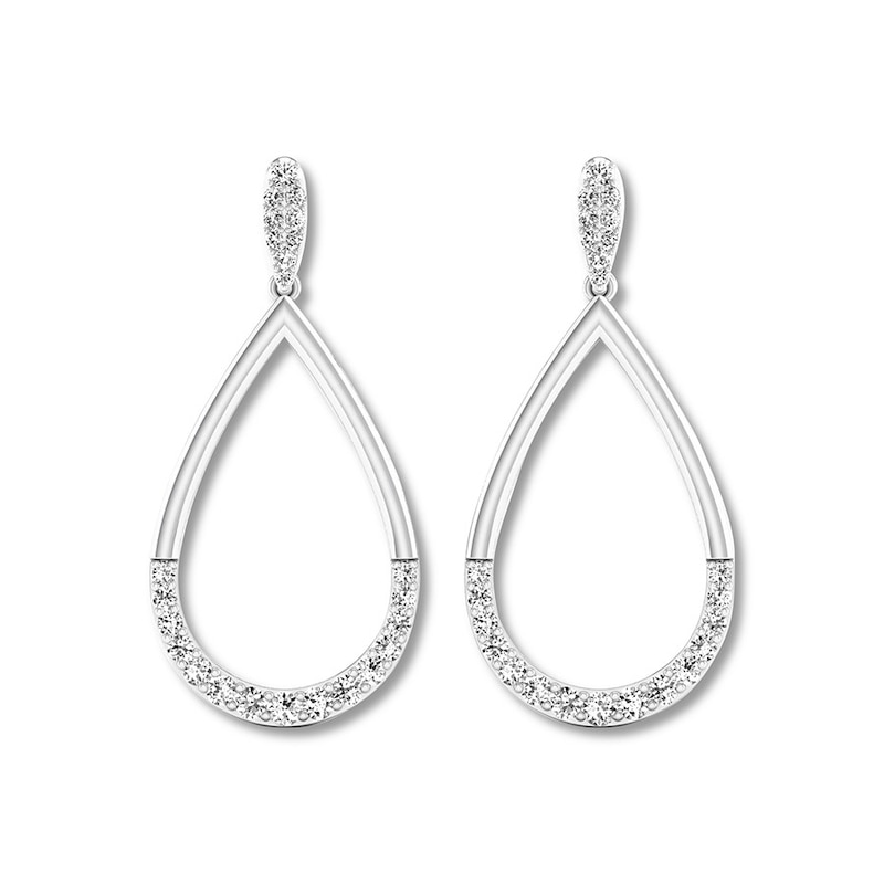 Diamond Teardrop Earrings 1/2 ct tw Round-cut 14K White Gold