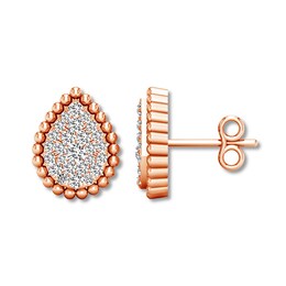 Diamond Teardrop Earrings 1/4 ct tw Round-cut 10K Rose Gold