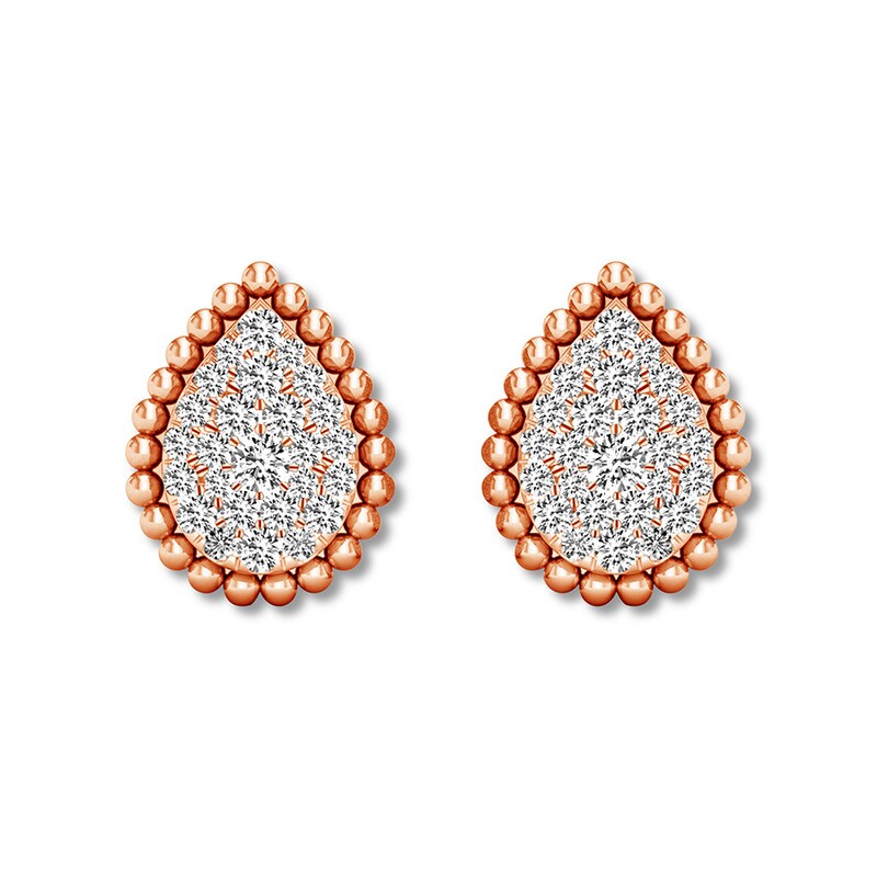 Diamond Teardrop Earrings 1/4 ct tw Round-cut 10K Rose Gold